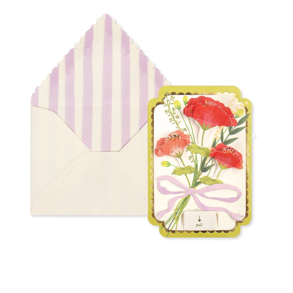 Greeting card with floral design and matching envelope on a white background