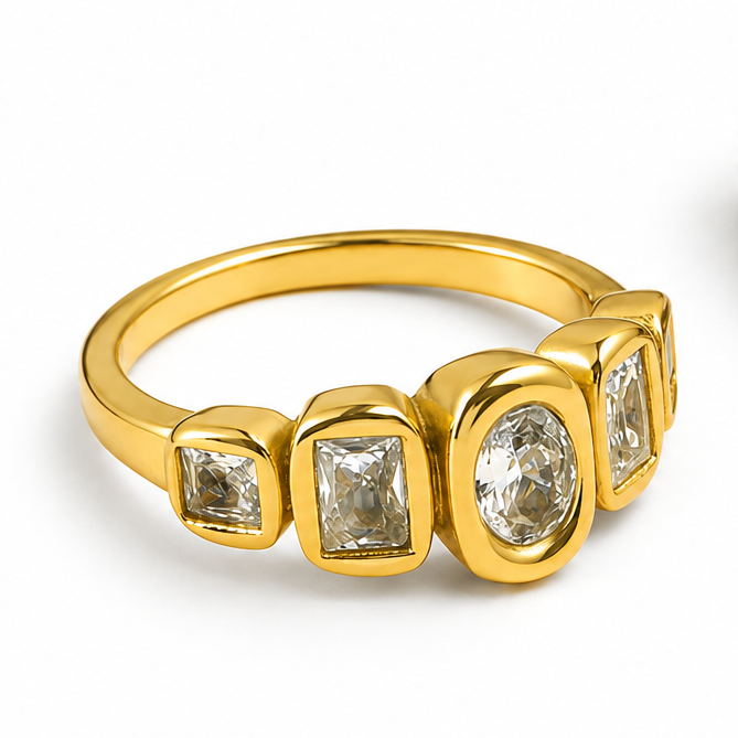 Tarnish-Free Mixed Bezel Ring