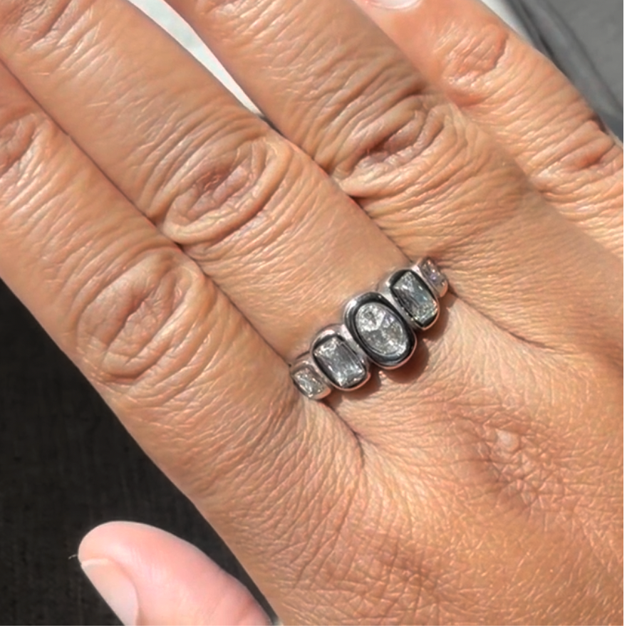 Tarnish-Free Mixed Bezel Ring